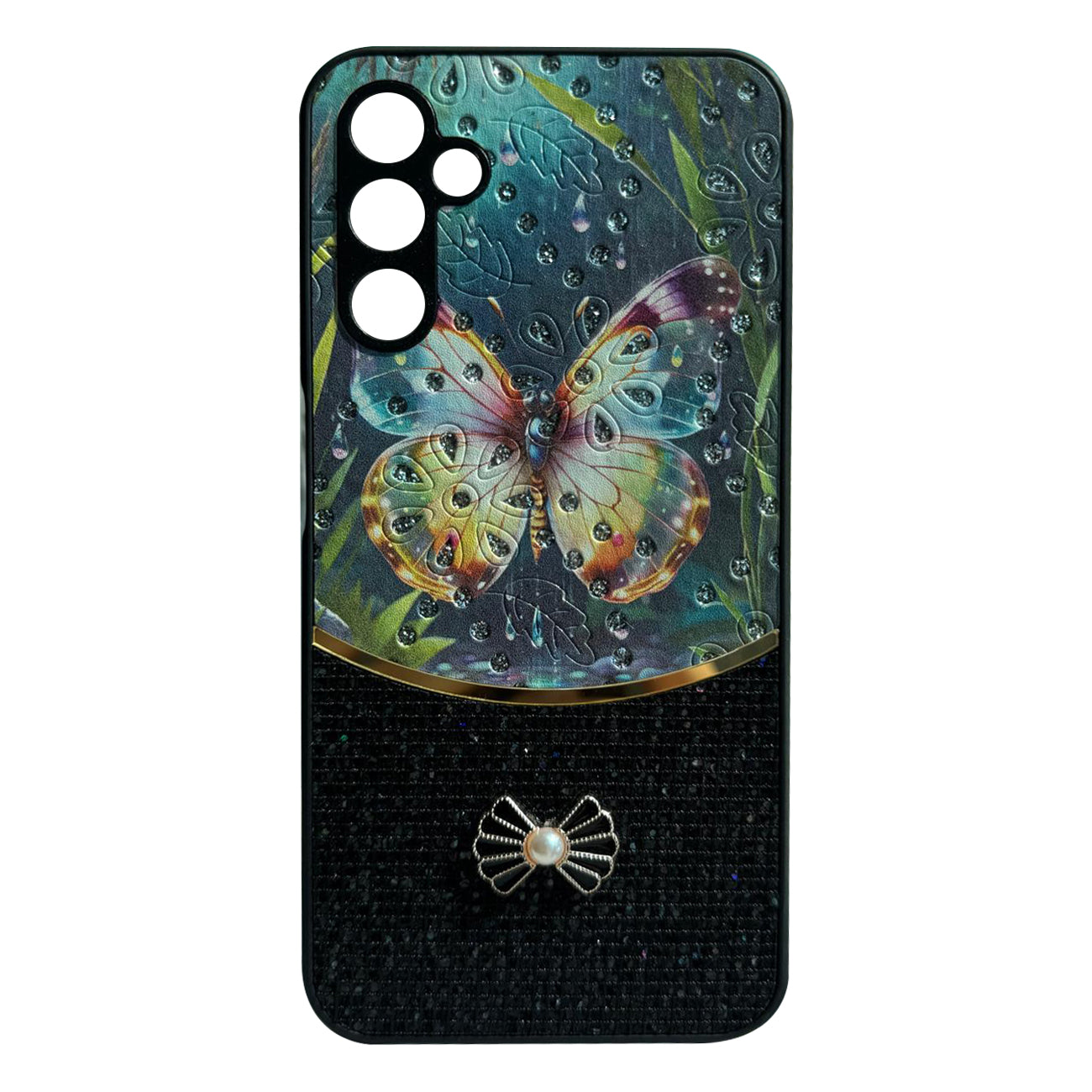 Sparkle Glitter Bling Phone Case in Black With Colorful Cover For Galaxy A14